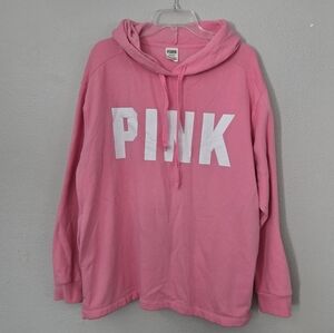 PINK Relaxed Fit Pink Pullover Sweatshirt Hoodie Top Women Casual